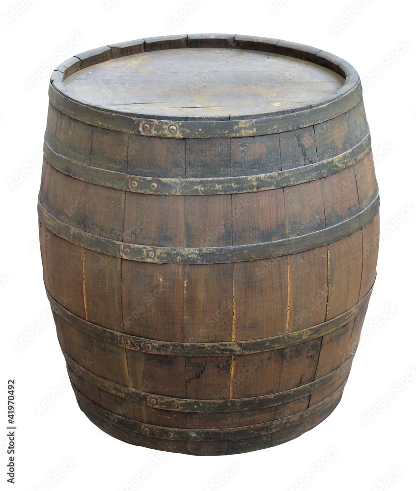 Fototapeta premium old wine barrel over white