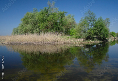 View on the river , spring .Ukraine.