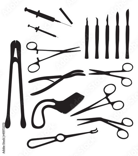 Silhouettes of surgical instruments