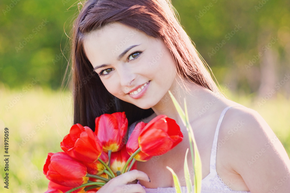 beautiful girl with flowers
