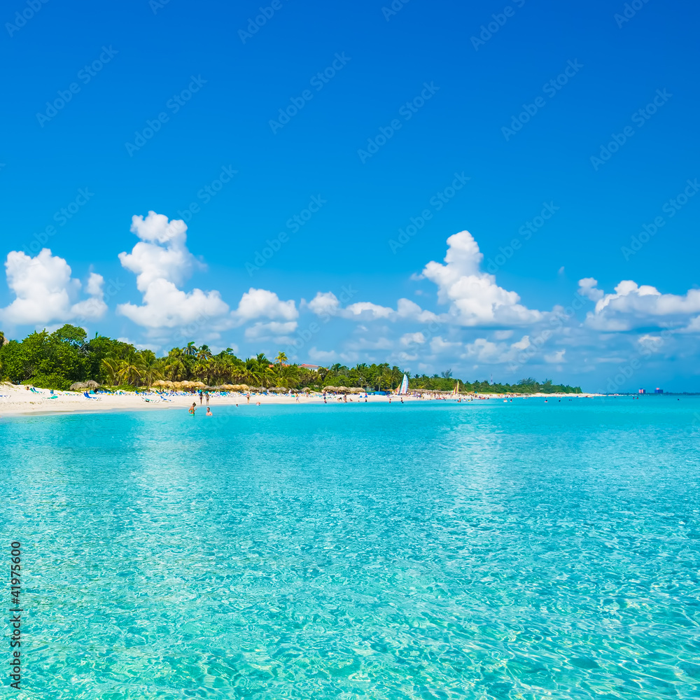 Fototapeta premium Varadero beach in Cuba photographed from the sea