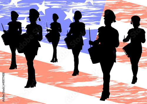 American girls with drums