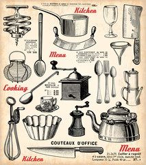 Wandcirkels Vintage Poster Klassieke Franse keuken warm interieur  © lynea