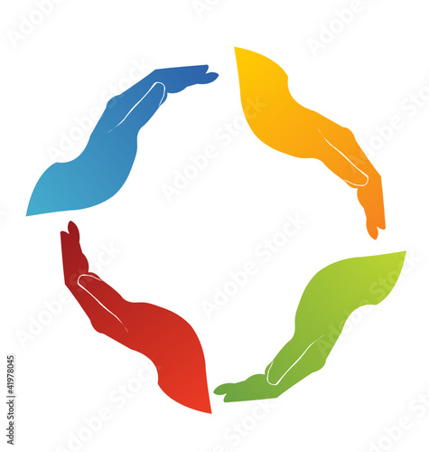 Hands team helping logo