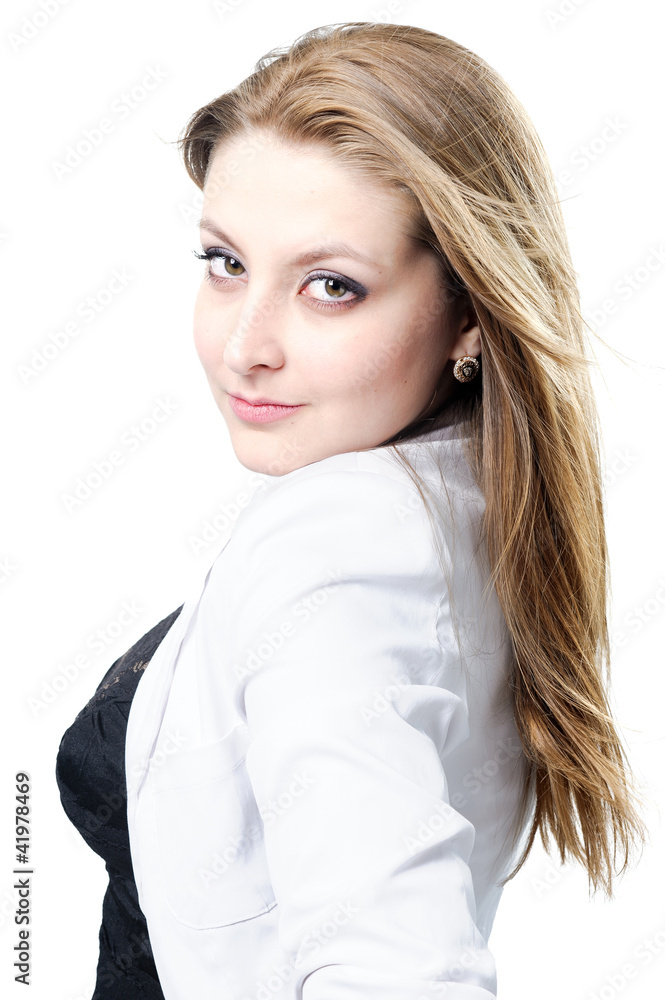 business woman on white background studio business woman on white background studio