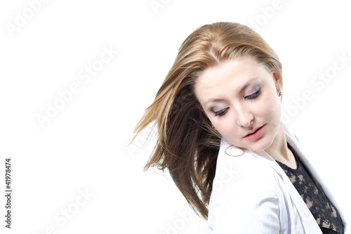 business woman on white background studio