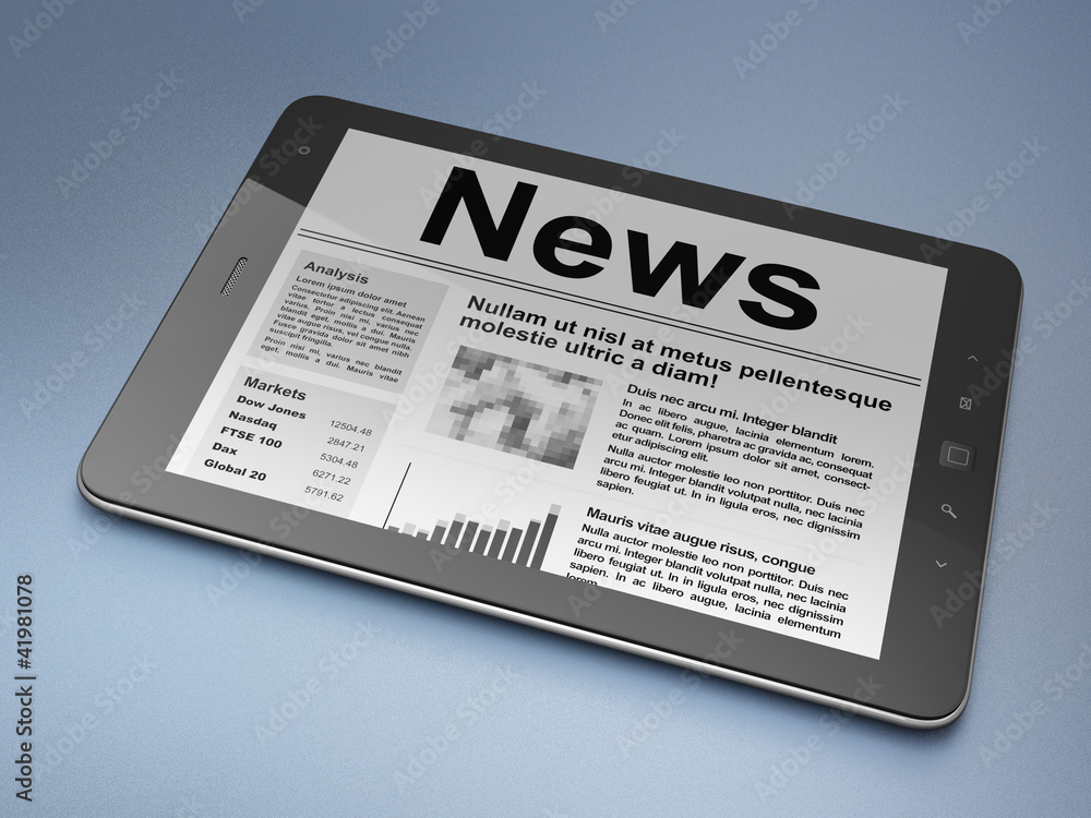 Digital news on tablet pc computer screen Digital news on tablet pc computer screen