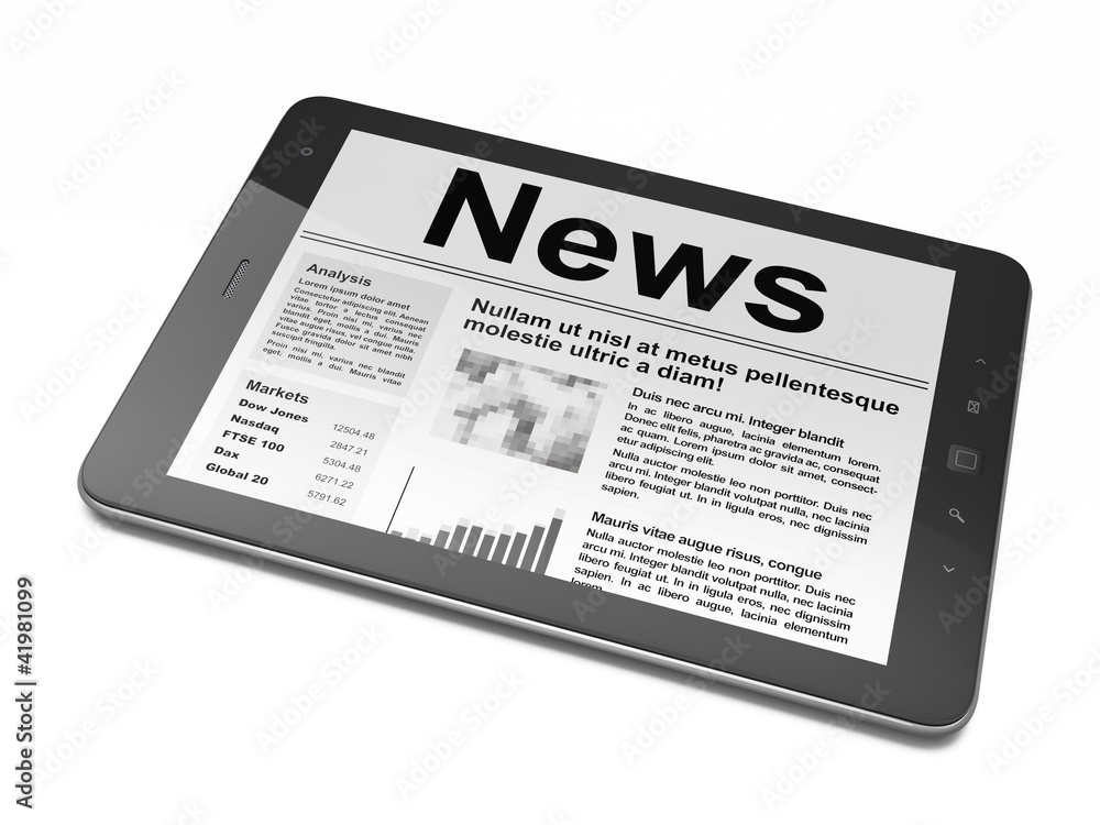 Digital news on tablet pc computer screen Digital news on tablet pc computer screen