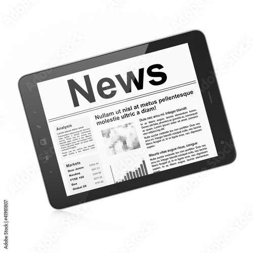 Digital news on tablet pc computer screen