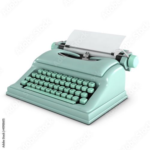 3d Typewriter with blank paper Front Right