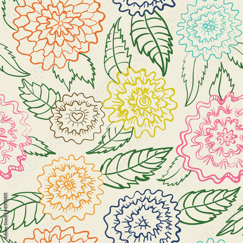 Seamless abstract flowers pattern