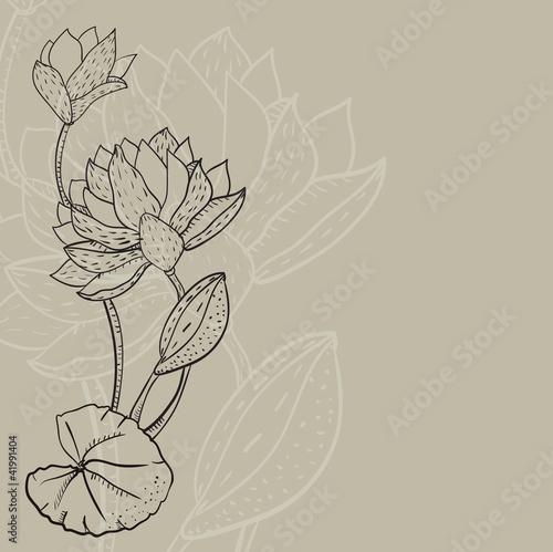 retro background with a water lily