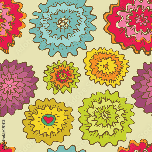 Seamless round flowers pattern