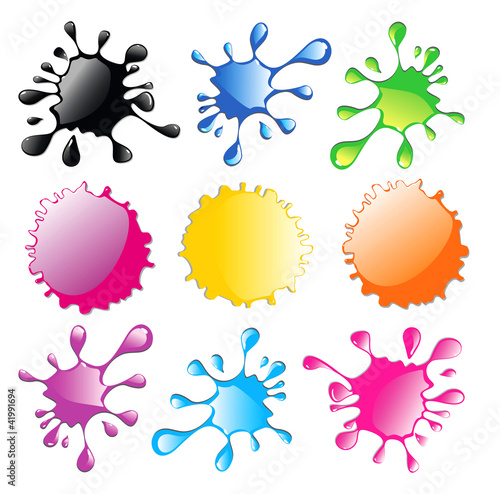 set of colored blots