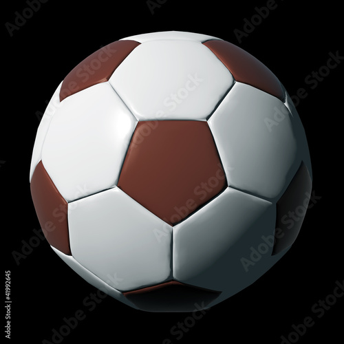 Leather soccer ball isolated on black