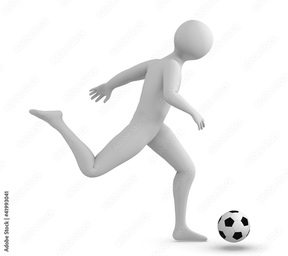 Soccer player kicking the ball.