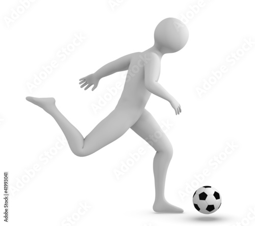 Soccer player kicking the ball.