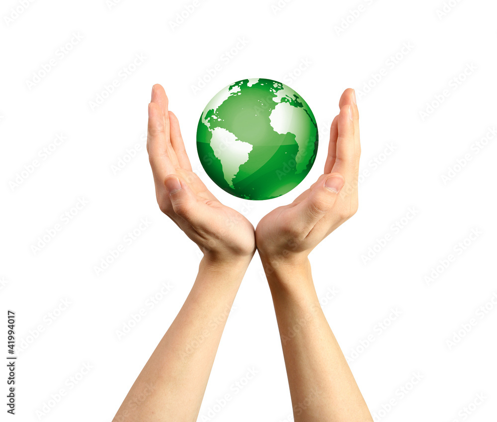 Mains protectrice d'une planète verte Mains protectrice d'une planète verte