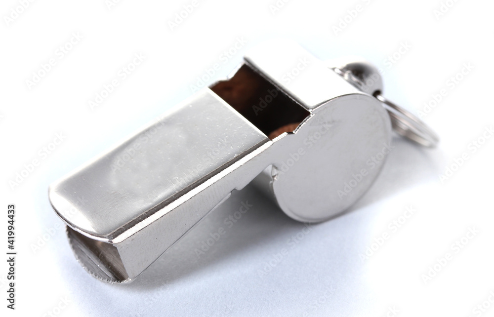 sport metal whistle isolated on white sport metal whistle isolated on white