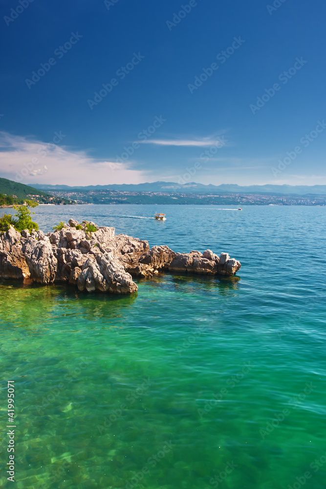 picturesque view of seashore near Opatija, Croatia