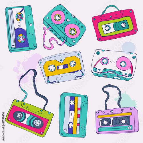 Set of retro cassette tapes