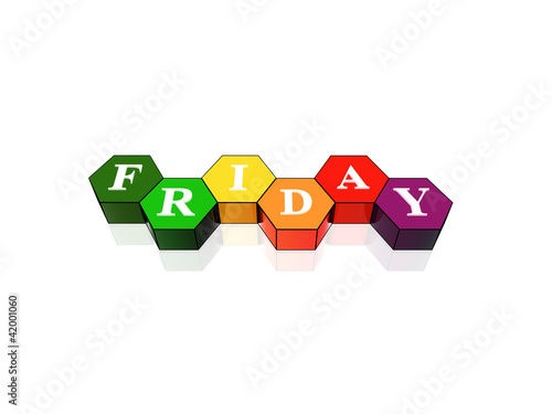 friday in 3d coloured hexagons