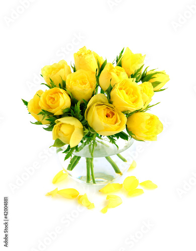Beautiful bouquet of yellow roses