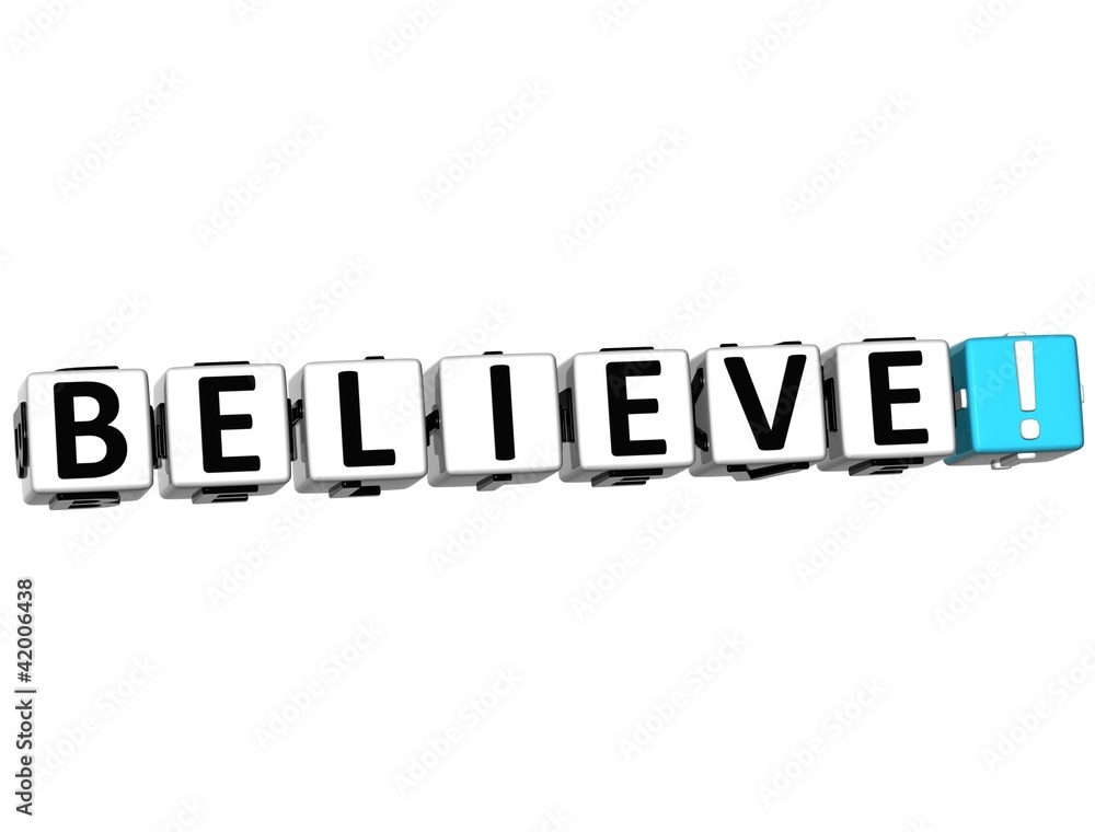 3D Believe Button Click Here Block Text 3D Believe Button Click Here Block Text