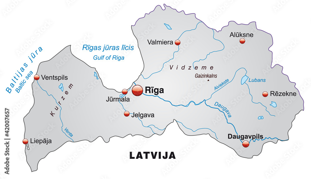 Fotografi Map of Latvia as an overview