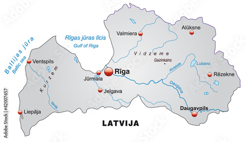 Canvas-taulu Map of Latvia as an overview