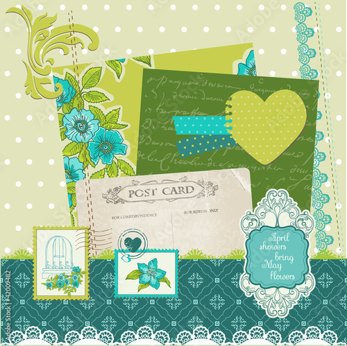 Scrapbook Design Elements - Blue Flowers in vector