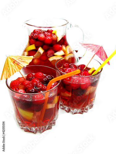 summer punch cocktail drink with fruit photo