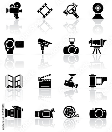 Set of black photo-video icons