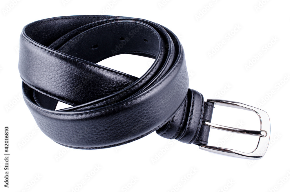 Black belt with a buckle close up isolated Black belt with a buckle close up isolated