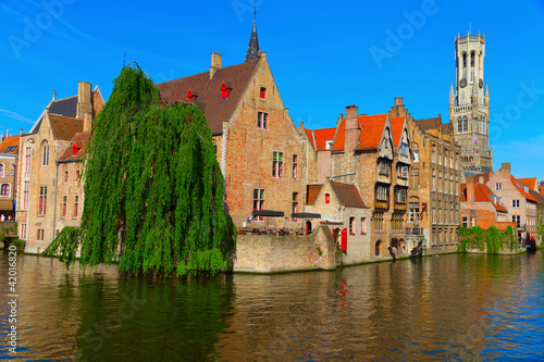canal and houses at Bruges, Belgium