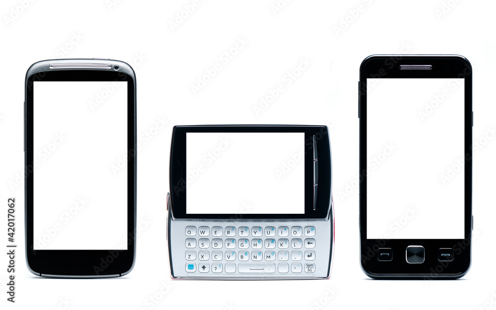 Set of Mobile phones on a white background Set of Mobile phones on a white background