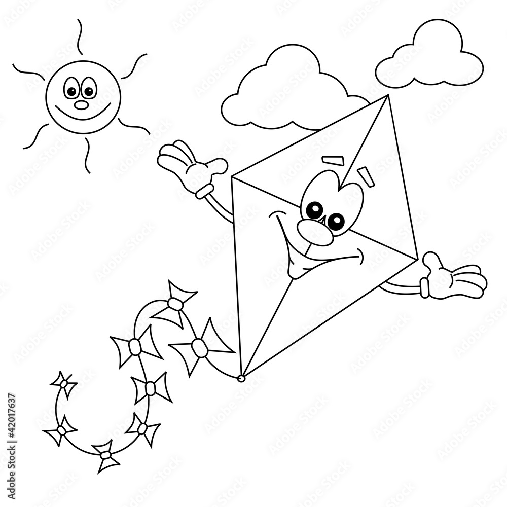 Cartoon kite outline for colouring in book Stock Vector Adobe Stock