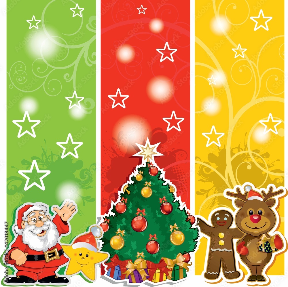 Santa Claus banner with friends and shaft Santa Claus banner with friends and shaft