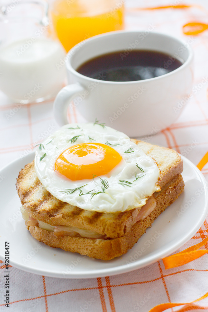 Breakfast egg sandwich croque madame Breakfast egg sandwich croque madame