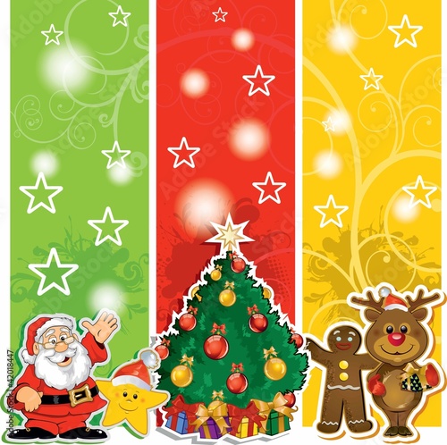 Santa Claus banner with friends and shaft