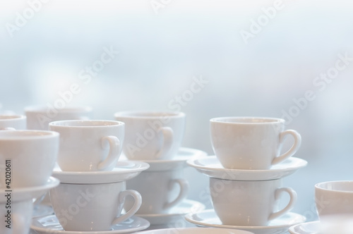 Wallpaper Mural Many white coffee mugs Torontodigital.ca