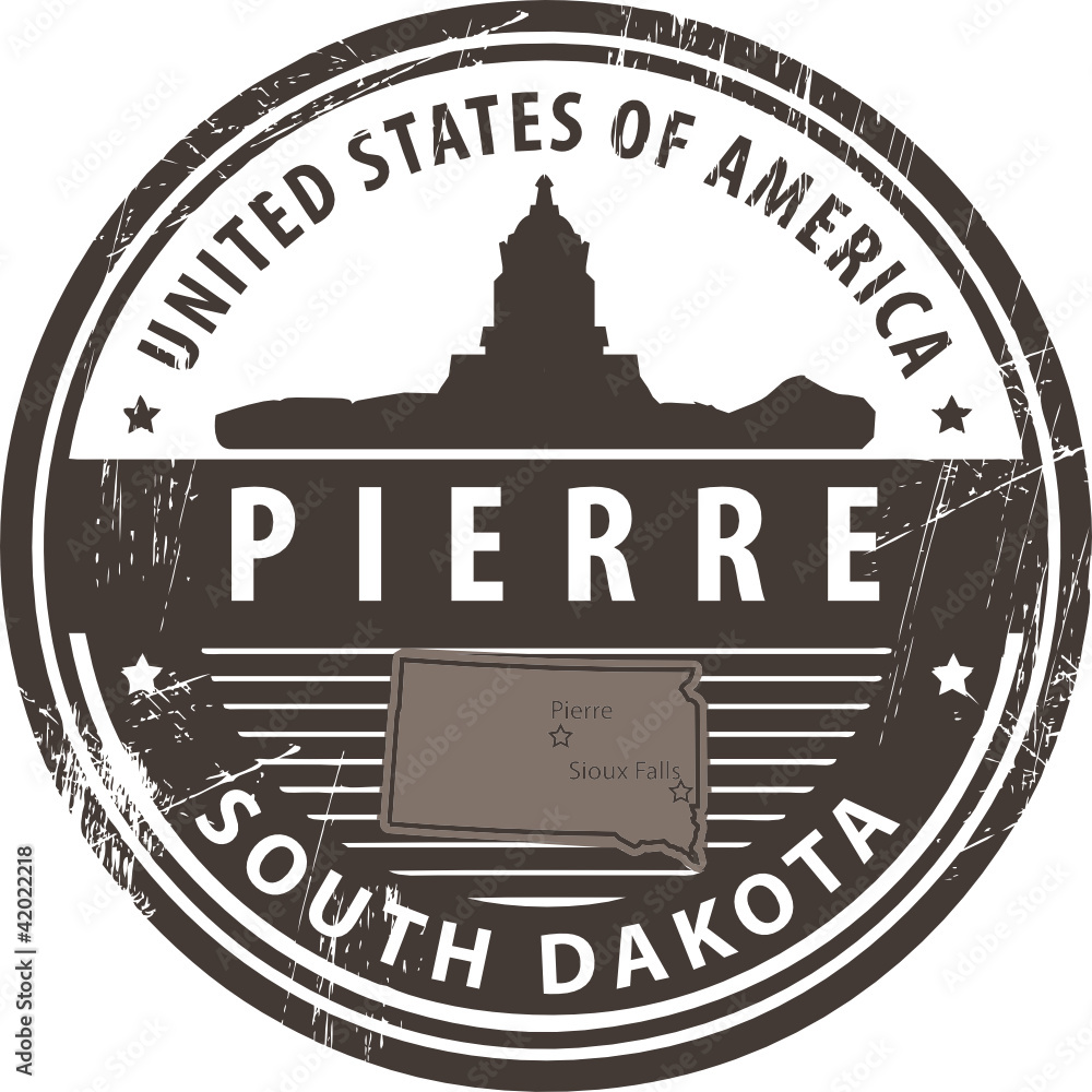 Stamp with name of South Dakota, Pierre, vector Stamp with name of South Dakota, Pierre, vector