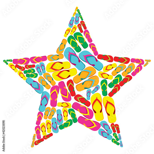 Summer flip flops in star shape