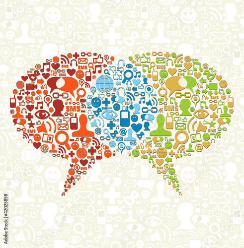 Social media icon set in bubbles talk