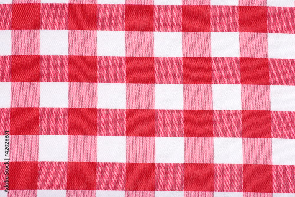 Closeup Red and white tablecloth Closeup Red and white tablecloth