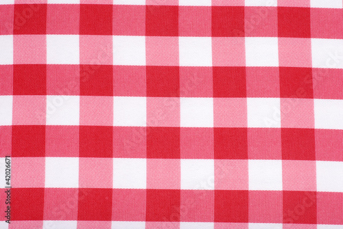 Closeup Red and white tablecloth
