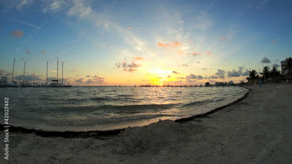 Time lapse sunset beach cleaning Time lapse sunset beach cleaning