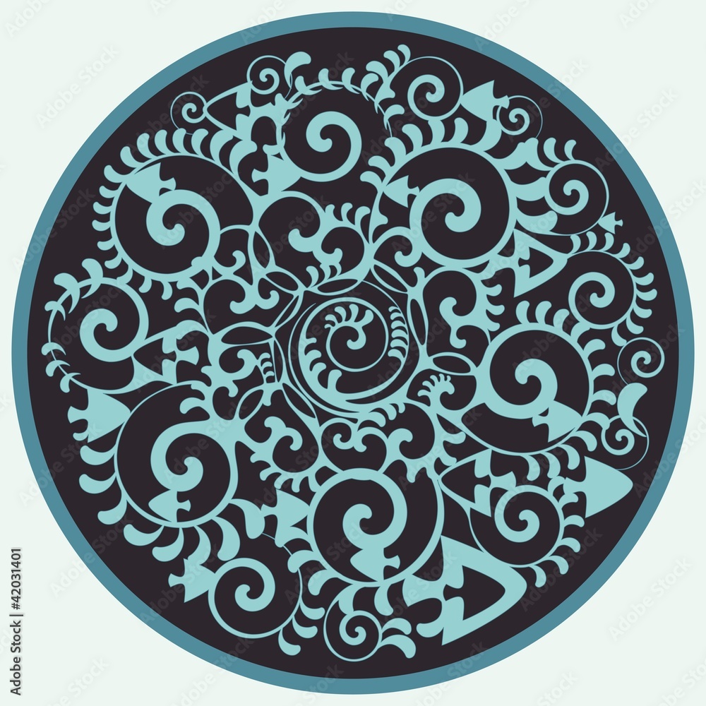 vector ornamental circle with sea elements and shapes