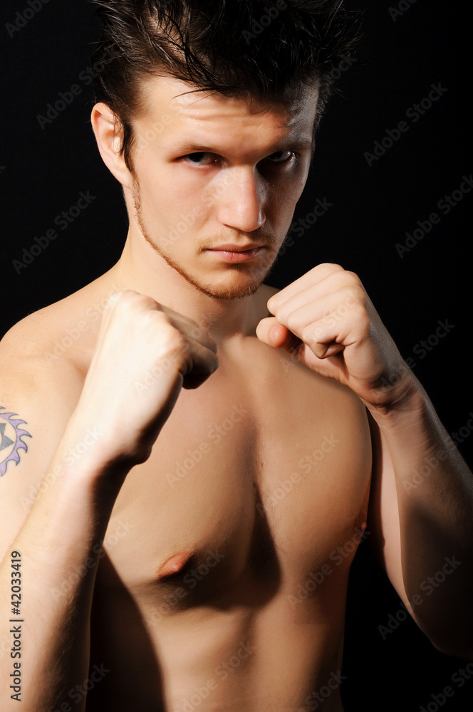 Naklejka premium man in self-defense