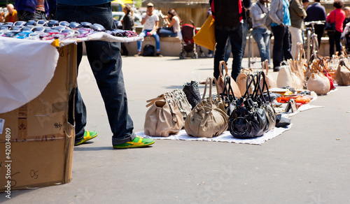 Counterfeit italian bags in the street photo